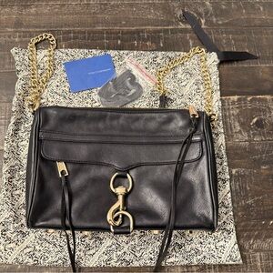 Rebecca Minkoff Black Crossbody Bag with Gold Chain